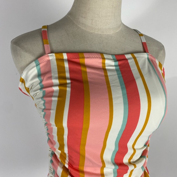 KONA SOL Striped Sherbet High Neck One Piece Swimsuit Womens Large - Picture 3 of 9